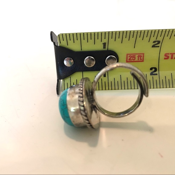 Semi-Precious Turquoise & Silver Adjustable Ring 3/4” - Picture 13 of 13